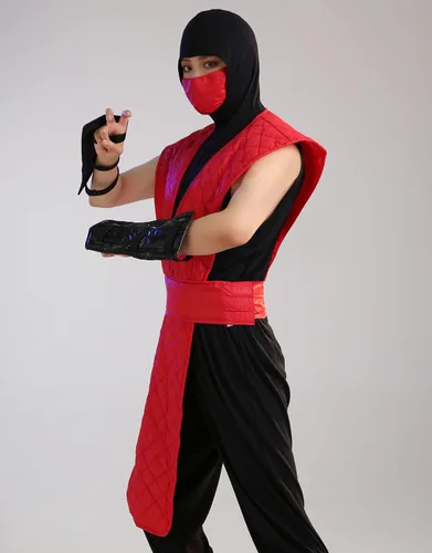 Vista 2 de Miccostumes Disfraz de cosplay Ninja Red Fighter para hombre Halloween
