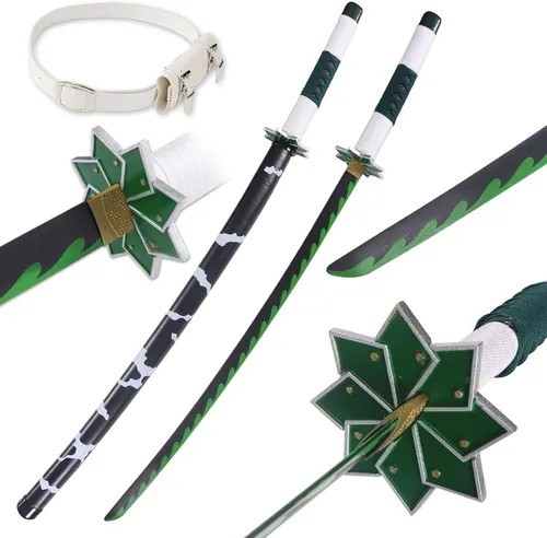 Vista 11 de Bowen Demon Slayer - Espada de metal real, Katana de 40.5 pulgadas, espada samurái de acero al carbono, textura original de anime para cosplay