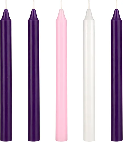 Vista 19 de Mega Candles Juego de 4 velas de adviento de Navidad sin perfume, velas autoajustables con núcleo de color sumergido a mano de 10 pulgadas x 7/8