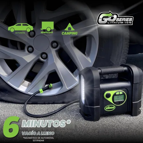 Vista 3 de Slime 40080 Inflador de neumáticos inalámbrico, bomba de compresor de aire portátil resistente con apagado automático, batería de iones de litio