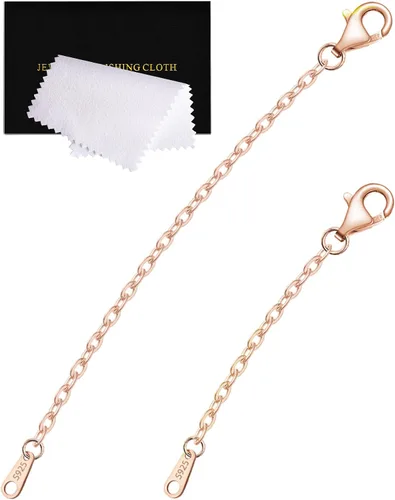 Vista 36 de Extensores de collar para mujer, chapados en oro de 14 quilates, extensores de collar duraderos, cadena de plata de ley 925 para pulsera y Dorado