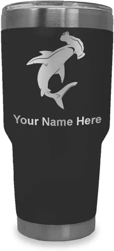 Vista 29 de LaserGram Vaso aislado al vacío de 20 onzas, tiburón martillo, grabado personalizado incluido (negro)