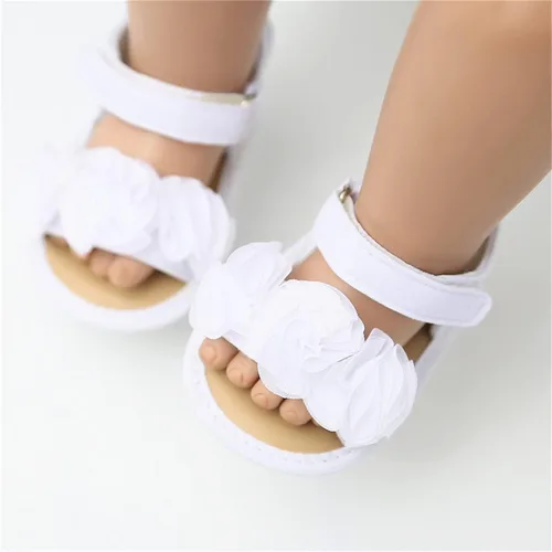 Vista 3 de COSANKIM Sandalias de verano para bebés y niñas con suela suave de flores, zapatos de vestir para cuna, recién nacidos, para recién nacidos