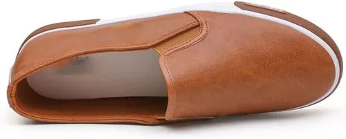 Vista 2 de KNOKR Oxford - Zapatos casuales para hombre, cómodos, de piel sintética, para hombre, zapatos planos para hombre (color marrón, talla 8.5)