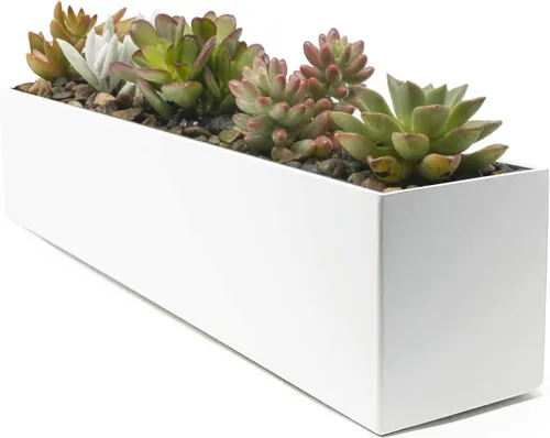 Vista 11 de [Usado] Buhbo Maceta rectangular moderna de acero tipo artesa de 16 pulgadas, negro