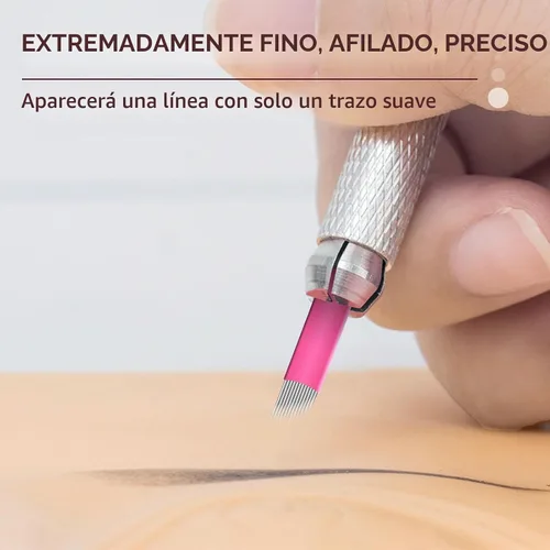 Vista 4 de 50PCS Nano Microblading Blades 12 agujas planas curvadas del tatuaje de la ceja