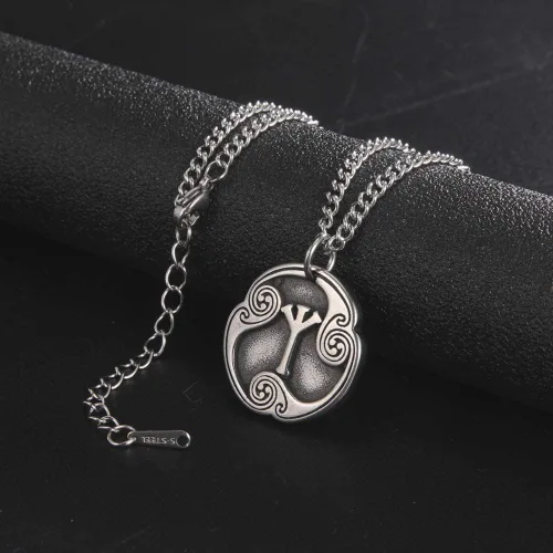 Vista 7 de TEAMER Collar con colgante de amuleto de acero inoxidable de 24 runas de los vikingos nórdicos, joyería con símbolo de la suerte y la bendición