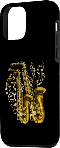 Vista 2 de Funda para iPhone 12 mini músico, saxofonista y saxofonista de jazz