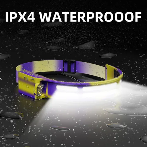Vista 7 de Linterna frontal LED, lámpara frontal recargable por USB, haz ancho de 230°, con sensor de movimiento, linterna impermeable súper brillante