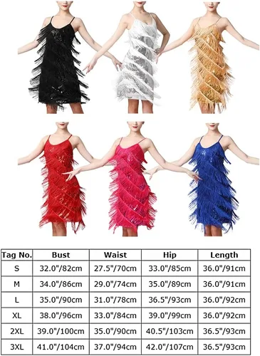Vista 7 de Vestido de lentejuelas de los años 20 con flecos y borlas para mujer, sexy, Gatsby, cóctel, vintage, tango, salón de baile, fiesta de los años 20