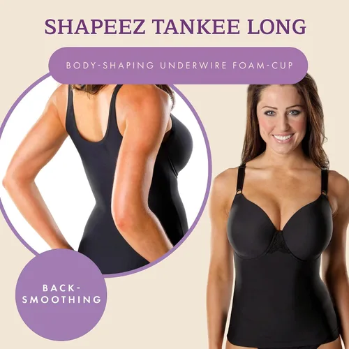Vista 2 de Shapeez Tankee Long brasier calmante en la espalda ultra cómodo con aros estilo tanque