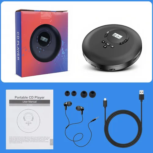 Vista 9 de Gueray Reproductor de CD portátil CD Discman Reproductor de CD portátil para coche con anti-salto a prueba de golpes reproductor de CD personal