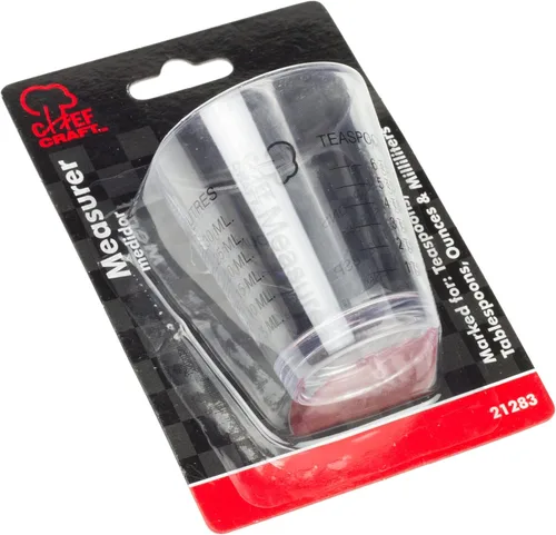 Vista 2 de Chef Craft Medidor de Vaso de Chupito de Plástico Clásico, 1 onza con marcas de cucharadita/cucharada, Transparente