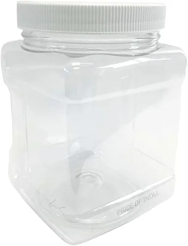 Vista 16 de Pride Of India Tarro cuadrado de plástico PET transparente de grado alimenticio con tapa, capacidad de almacenamiento de 16 onzas líquidas, 2-3