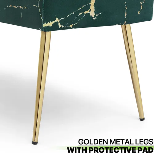 Vista 8 de Magshion Banco otomano de terciopelo de 45 pulgadas de longitud con patas de metal, banco de cama auxiliar con patas de metal dorado, banco tapizado