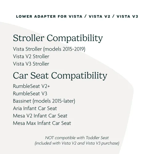Vista 6 de UPPAbaby Adaptador inferior para cochecitos Vista, Vista V2, Vista-V3/Compatible con RumbleSeat V2+, moisés, Aria, Mesa V2 y Mesa Max, fijación