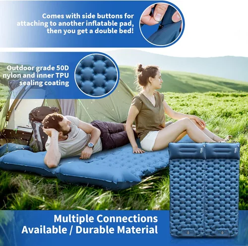 Vista 4 de HiiPeak Colchoneta de dormir para campamento: colchoneta inflable ultraligera con bomba de pie y almohada integradas, colchón de aire compacto