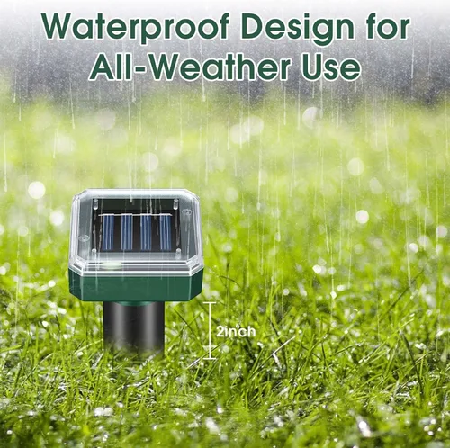 Vista 5 de Mole Repellent Solar Powered, 8-Pack Ultrasonic Repeller Outdoor Yard and Garden, Get Rid of Moles Gopher Vole Groundhog Snake Chipmunk, Waterproof