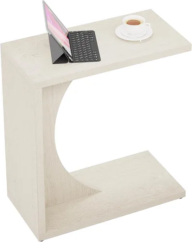 Vista 8 de Tribesigns - Mesa auxiliar en forma de C para sofá, mesa lateral para sofá, mesa en forma de C para espacios pequeños, sala de estar, dormitorio
