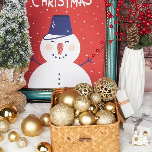 Vista 2 de Juego de 101 adornos de bolas de Navidad, juego de lujo para decoración de árbol de Navidad y cuerda para colgar, bolas de Navidad de Emopeak – Mini
