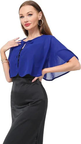 Vista 8 de Chal de gasa para mujer, capelets transparentes para vestido de noche, boda, capa