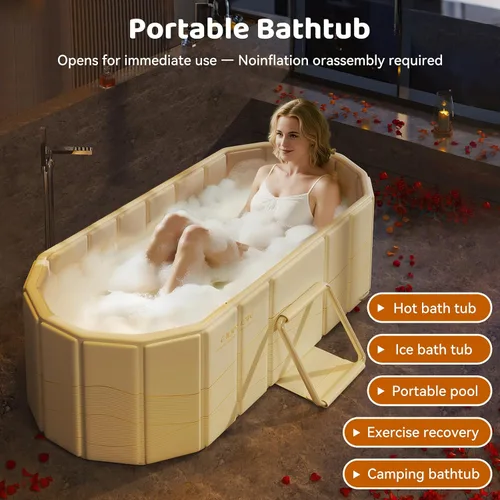 Vista 4 de Bañera Plegable Portátil, Bañera Independiente Sin Instalación, Bañera de SPA para Baño de Remojo, Cabina de Ducha Plegable Baño Caliente y Frío