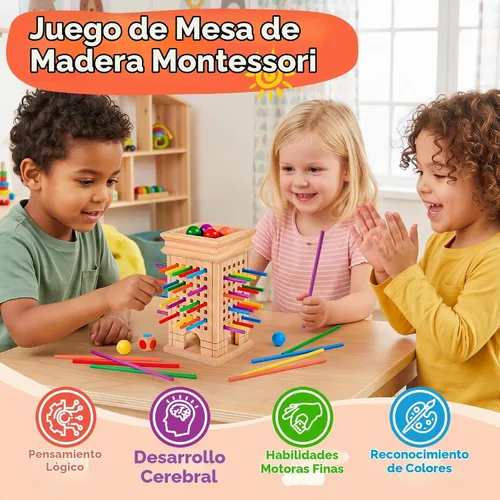 Vista 2 de Montessori - Juego de mesa de madera con 42 palos para niños de 3 a 5 años