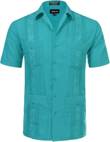 Vista 24 de Allsense - Camisa guayabera cubana de manga corta con botones para hombre