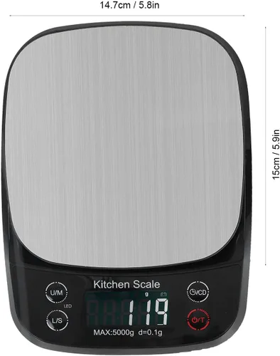 Vista 5 de BestAlice Báscula digital de cocina, báscula de alimentos multifunción de alta precisión, báscula digital eléctrica recargable por USB