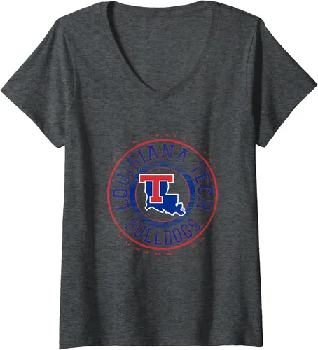 Vista 3 de Womens Louisiana Tech Bulldogs Showtime Logo Officially Licensed V-Neck T-Shirt