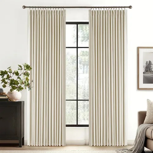 Vista 126 de RYB HOME Cortinas de lino texturizado 100% opacas de 84 pulgadas de largo, aislamiento térmico, privacidad, ahorro de energía para dormitorio, sala