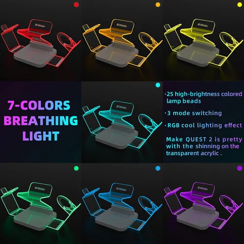 Vista 4 de HiBloks Charging Station for Oculus Quest 2 & HiBloks Cooling Fan Face Cover for MetaOculus Quest 2 Accessories