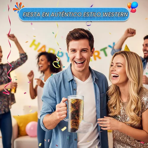 Vista 3 de 4E's Novelty 10 tazas de botas de vaquero (paquete de 10) de plástico duro reutilizable de 17 onzas, sin BPA, para suministros de fiesta temática