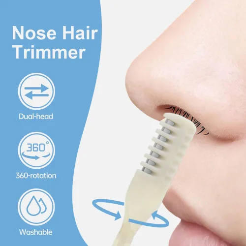 Vista 2 de Cortador de pelo nasal, 2025, nuevo cuchillo manual portátil de vello nasal, recortador de vello nasal para hombres y mujeres, herramienta de Beige