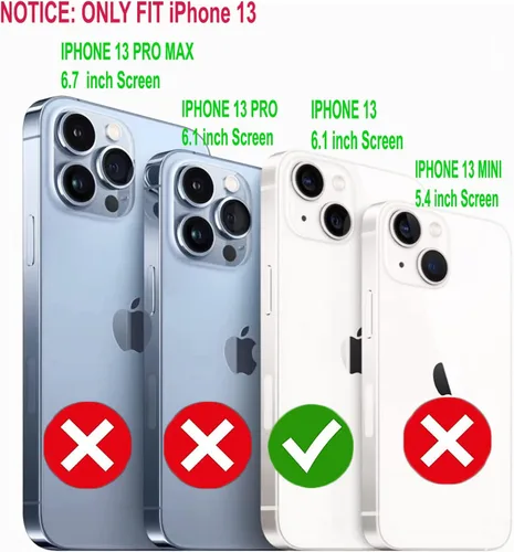 Vista 2 de STARSHOP Funda compatible con iPhone 13, con protector de pantalla de vidrio templado incluido: cartera de piel sintética a prueba de golpes