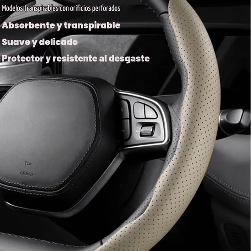 Vista 5 de LoyaForba Funda para volante de automóvil de 15 pulgadas, segmentada, beige