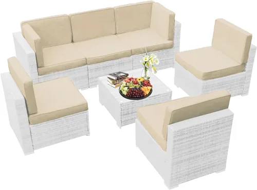Vista 6 de 14 Piezas Fundas de Cojines para Patio Reemplazo Fundas de Cojines para Sofá de Exterior A Prueba de Salpicaduras Juego de Fundas para Sofá