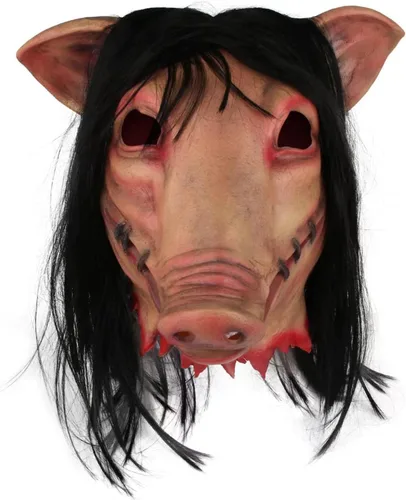 Vista 9 de Máscara de cerdo aterrador, máscara realista de animales de terror para Halloween