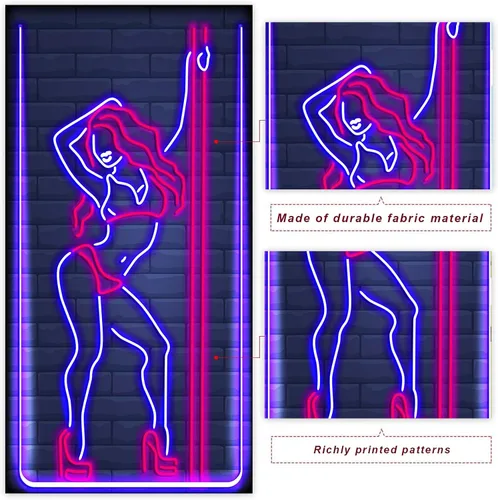 Vista 3 de Letrero de neón para bailar con poste, decoración temática de baile para despedida de soltera, despedida de soltera, fiesta de cumpleaños, fiesta