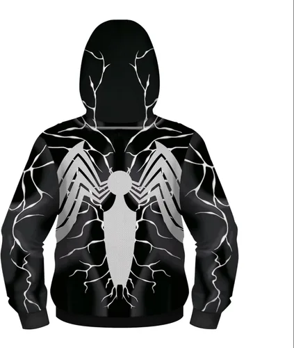 Vista 2 de Sudadera con capucha con cremallera completa para niños máscara con superhéroe de araña integrado sudaderas con capucha para niños pequeños