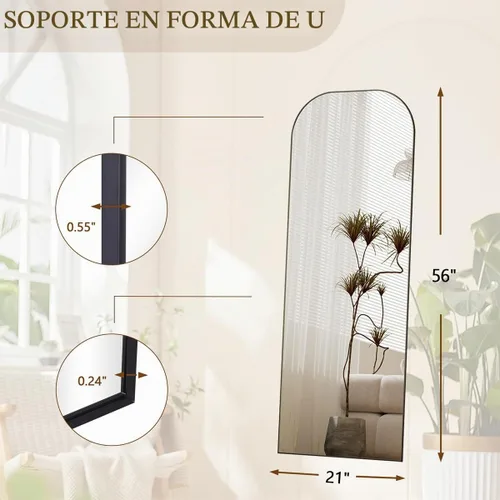 Vista 5 de Koonmi - Espejo de longitud completa, 56 x 21 pulgadas, espejo de longitud completa con soporte