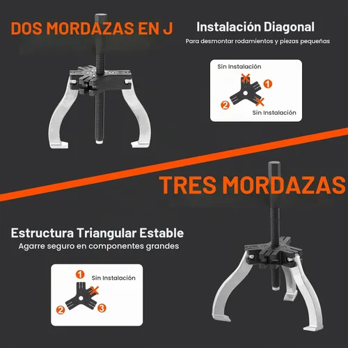 Vista 3 de VEVOR Juego de extractor de engranajes, kit de extractores de 7.6 cm y 17.8 cm, herramienta de extracción de engranajes de 3 mordazas para volante