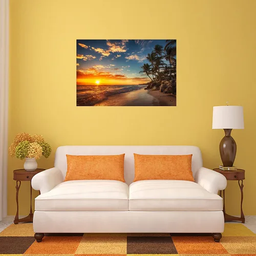 Vista 8 de DZL Art S74769 - Impresión de Pintura en Lienzo Paraíso Isla Tropical Playa con Palmeras Impresión Fotográfica Imágenes de la Naturaleza Arte