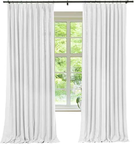 Vista 11 de Frelement Cortinas plisadas opacas completas para barra transversal y pista, cortinas texturizadas de lino para dormitorio, sala de estar, cortinas