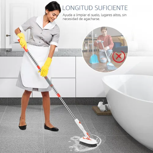 Vista 7 de SetSail Cepillo de ducha 3 en 1 con mango largo ajustable de 52 pulgadas y 3 cabezales de cepillo de repuesto desmontables para limpiar baño