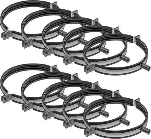 Vista 20 de Vent Systems Abrazadera de tubo de 8 pulgadas – Abrazaderas de conducto de acero galvanizado de alta resistencia con forro de goma para reducción