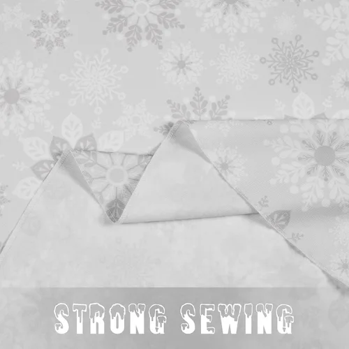 Vista 6 de Mantel de Navidad, mantel de copo de nieve gris y blanco, mantel impermeable de Navidad gris para comedor, cocina, vacaciones de invierno, funda