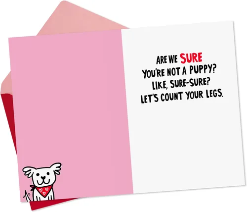 Vista 2 de Hallmark Shoebox - Tarjeta divertida para el día de San Valentín (Loved & Adored Like a Puppy) para adolescentes, amigos, cónyuge, novio, novia