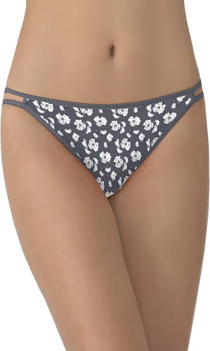 Vista 96 de Vanity Fair Bragas de bikini con tira para mujer, Illumination, con elástico sedoso y ribete de satén Paquete de 3 Negro (Midnight Black)