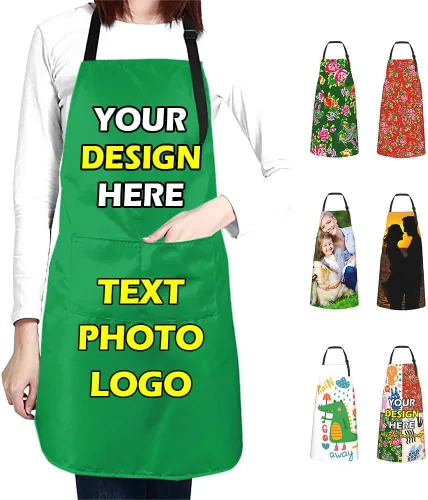 Vista 9 de Delantales impermeables personalizados para diseñar tu propia imagen, logotipo, texto, añadir fotos, delantal para cocinar hornear, 33 x 27.5